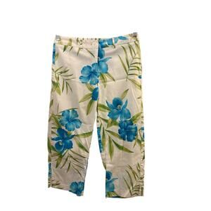 George Botanical Floral Capri Pants 6 Hawaiin Summer Cotton Blend